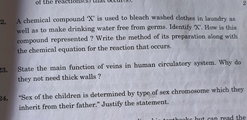 2. A chemical compound 'X' is used to bleach | StudyX