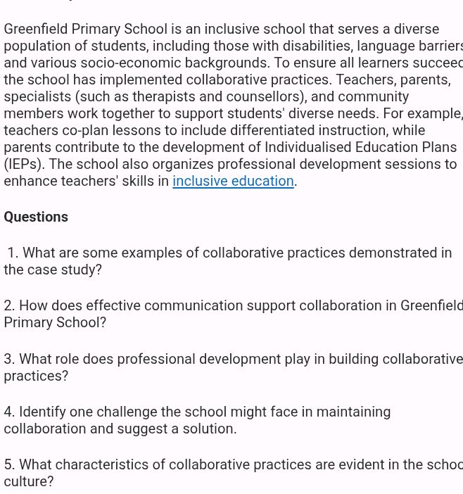 1. What are some examples of collaborative | StudyX