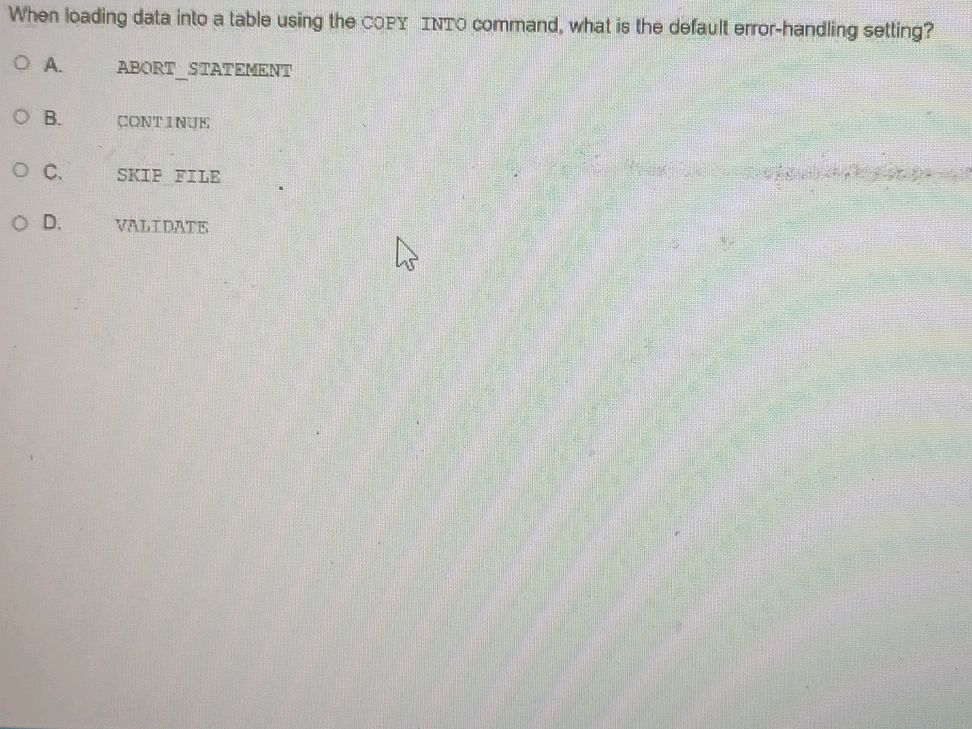 When loading data into a table using the