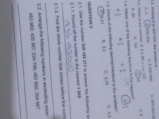 1.2. Adding 0 to 500 000, the answer is... | StudyX