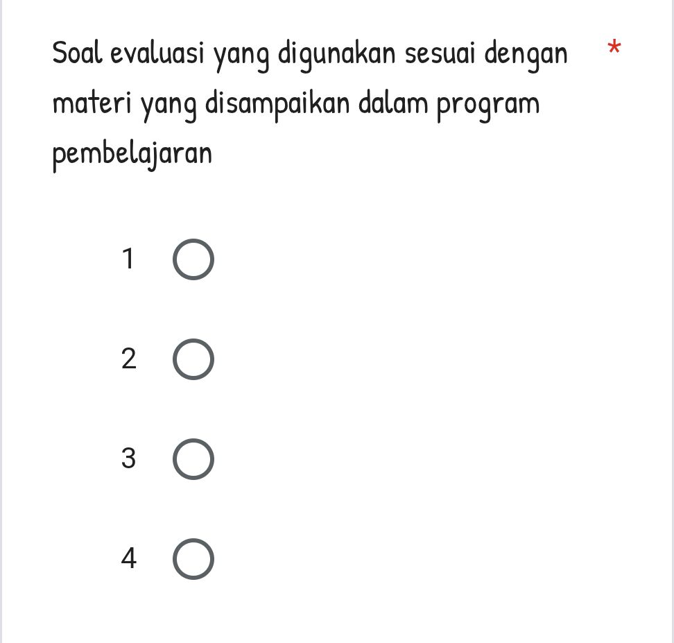 a. identifikasi keluaran program (5 soal) | studyx... Soal evaluasi yang digunakan sesuai dengan | StudyX