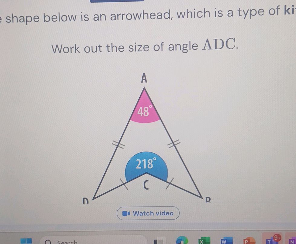 Work out the size of angle ADC. The image