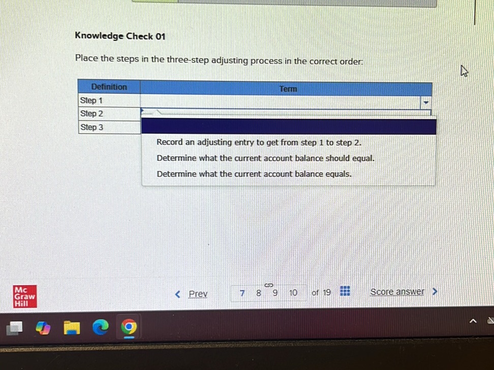 Knowledge Check 01 Place the steps in the | StudyX