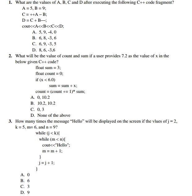 1. What are the values of A, B, C and D | StudyX