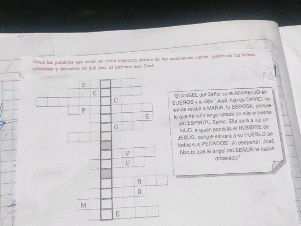 Ubica las palabras que están en letra | StudyX
