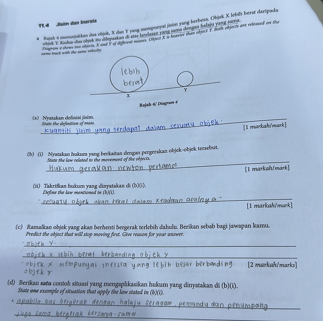 11.4 Jisim dan Inersia 4 Rajah 4 | StudyX