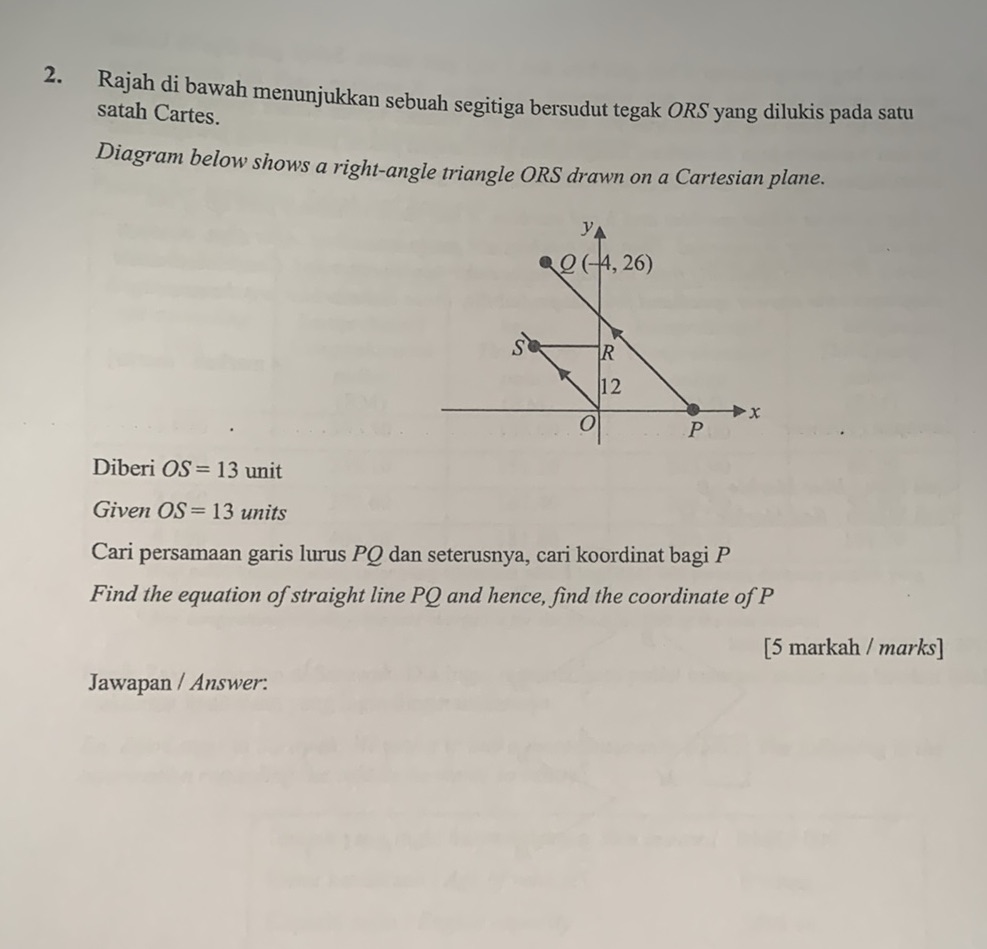 Diagram below shows a right-angle triangle | StudyX