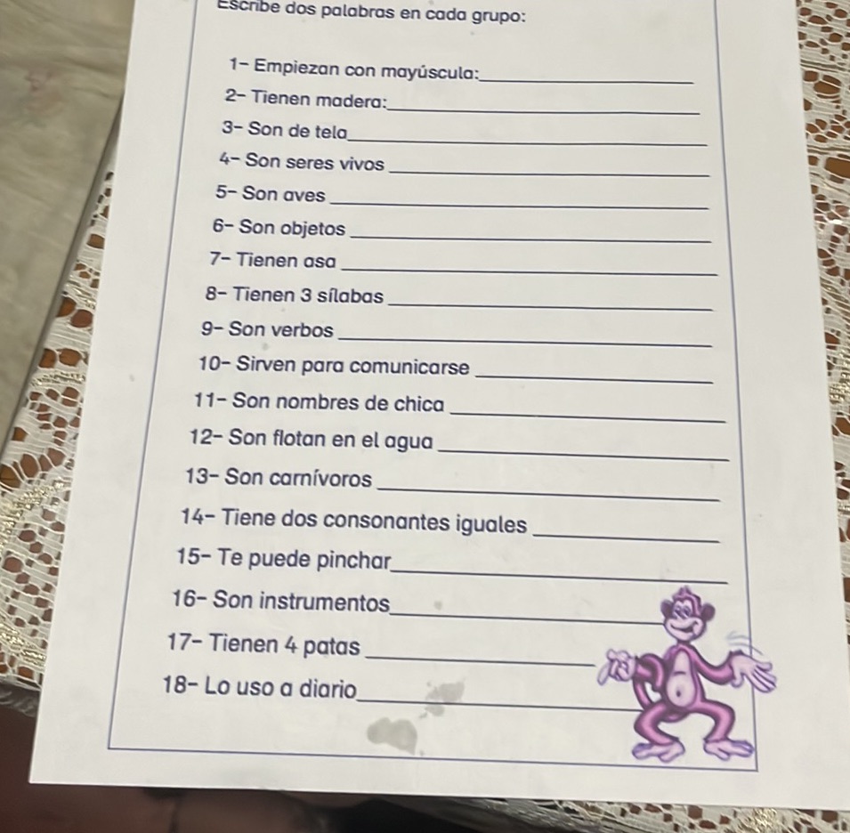 Escribe dos palabras en cada grupo: 1- | StudyX