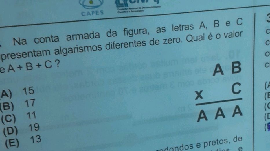Na conta armada da figura, as letras A, B e | StudyX