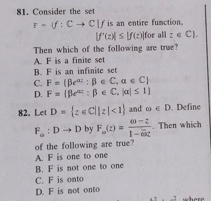 Set F Function 81. Consider the set $F = \{f: {C} {C} | StudyX