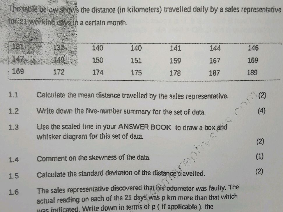 The table below shows the distance (in | StudyX