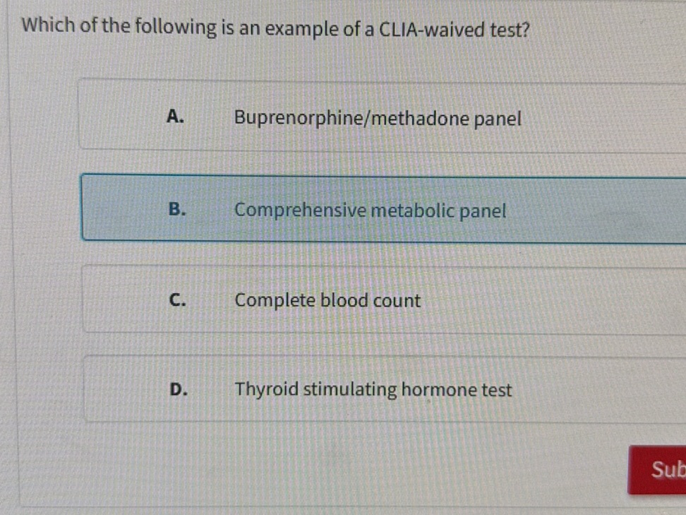 Waived Testing Examples Which of the following is an example of a | StudyX