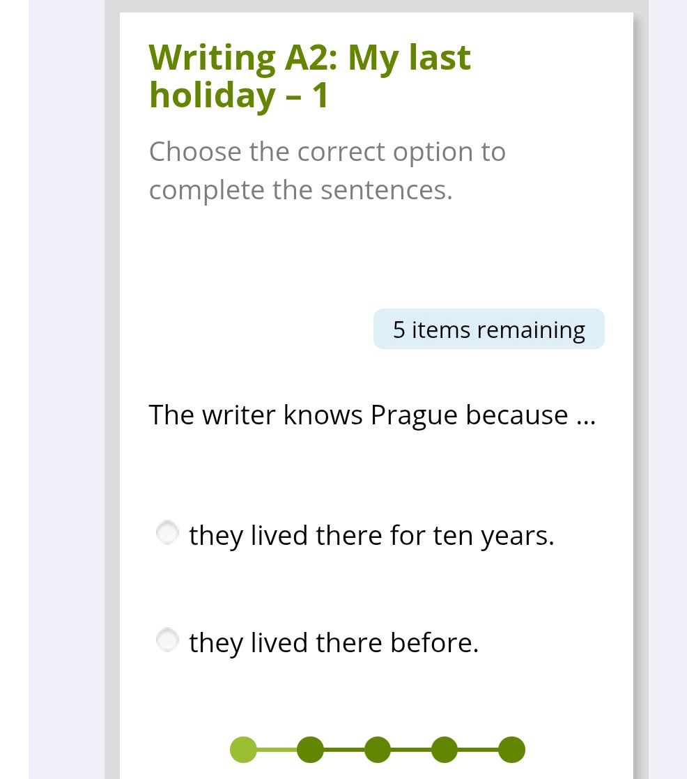 Writing A2 My Last Holiday 1 Choose The Studyx