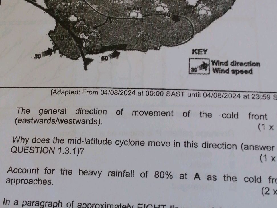 The general direction of movement of the | StudyX
