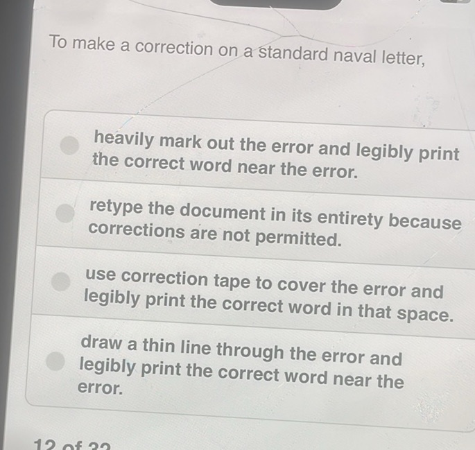 To make a correction on a standard naval