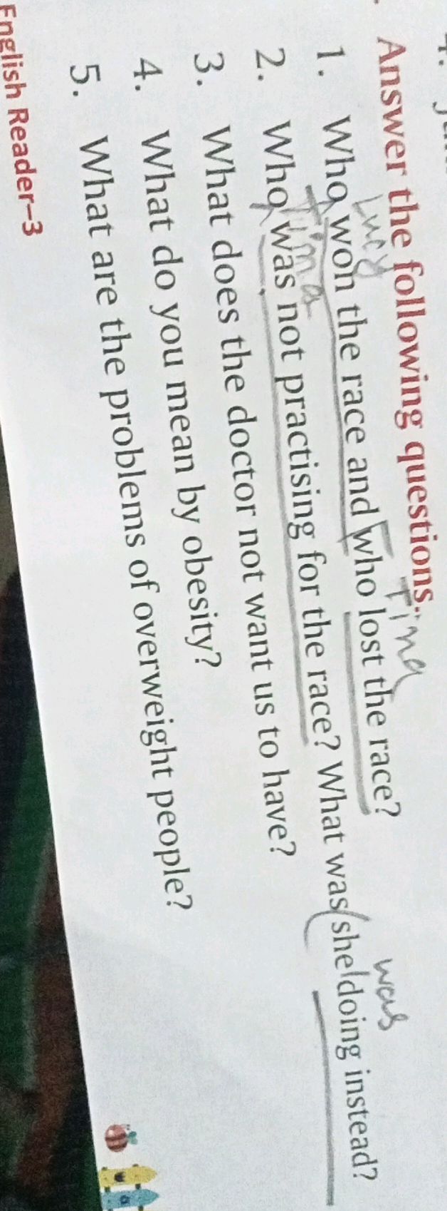 1. Who won the race and who lost the race? | StudyX