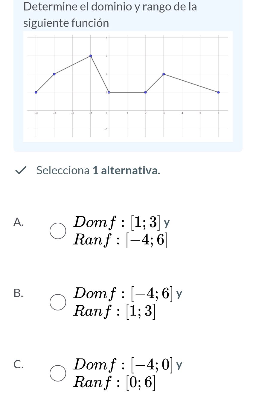 Determine el dominio y rango de la siguiente | StudyX