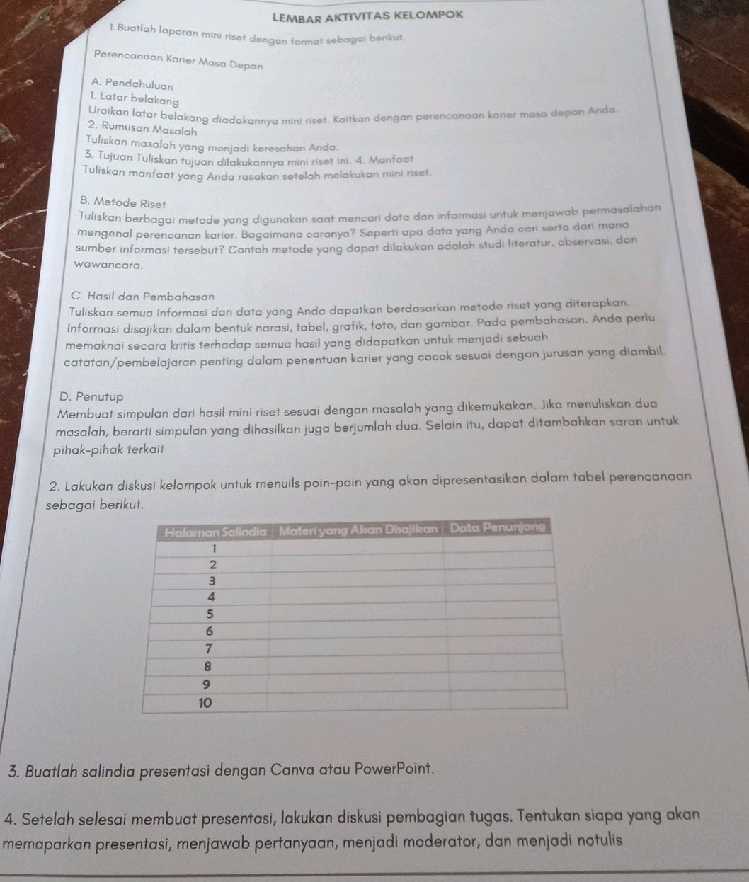 1. Buatlah laporan mini riset dengan format | StudyX