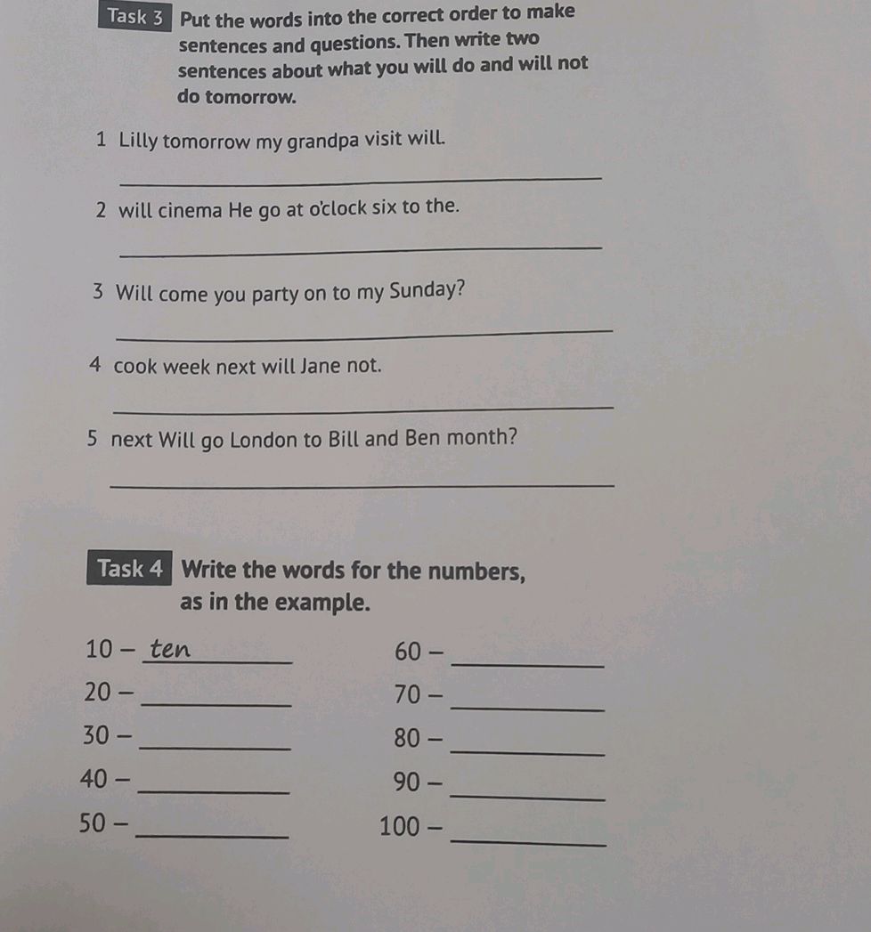 Task 3 Put the words into the correct order | StudyX