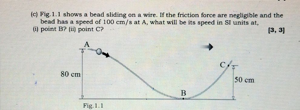 Friction Bead Problem (c) Fig. 1.1 shows a bead sliding on a wire. | StudyX