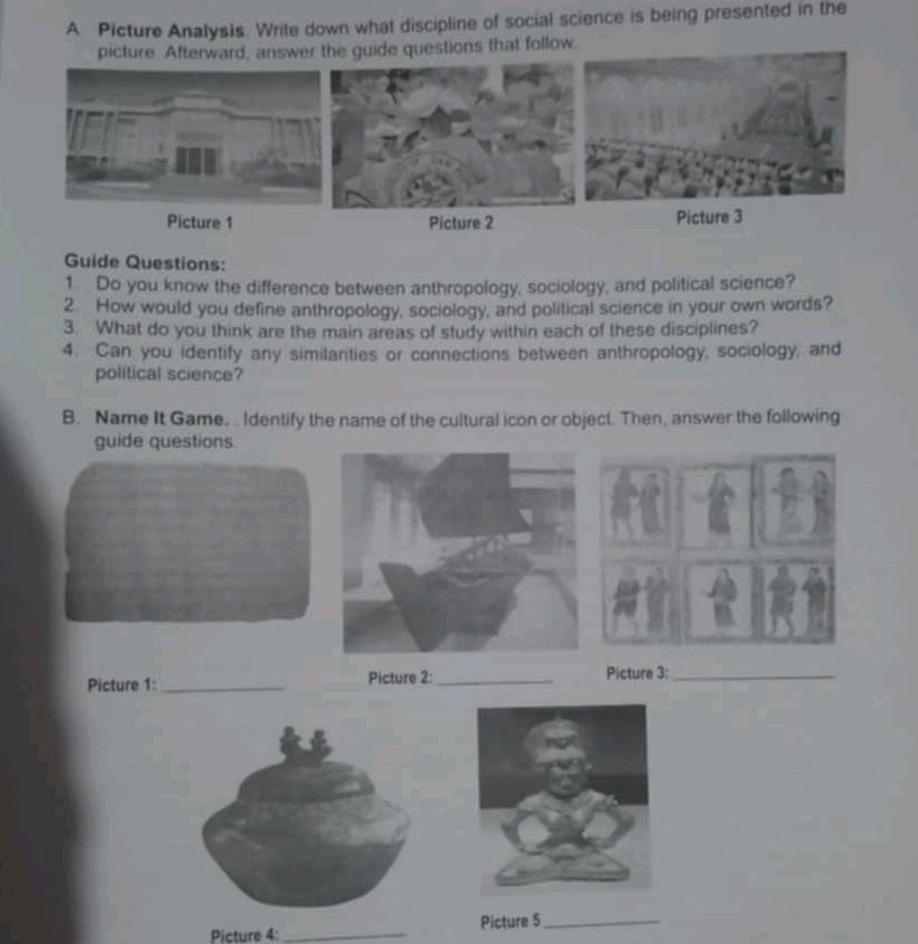 A. Picture Analysis. Write down what | StudyX