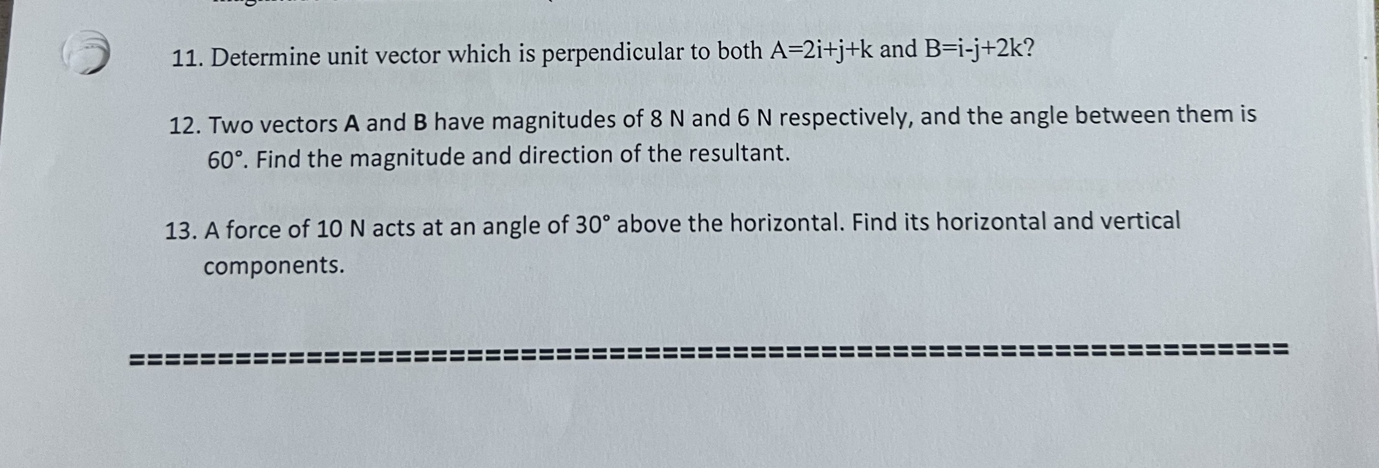 Determine unit vector which is perpendicular