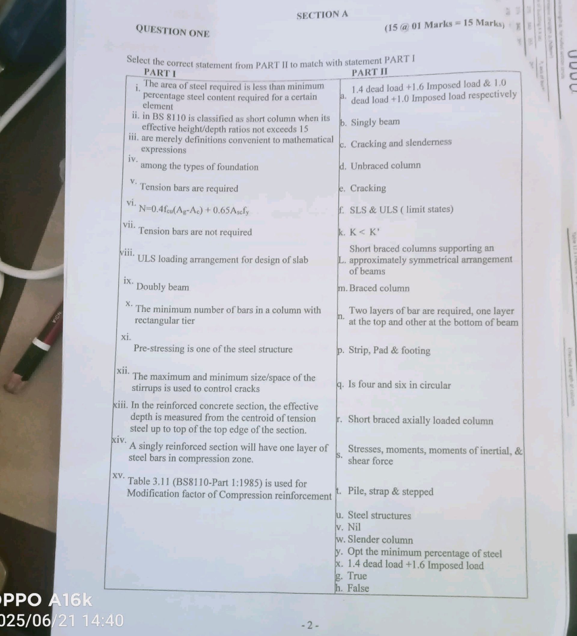 Select the correct statement from PART II to | StudyX