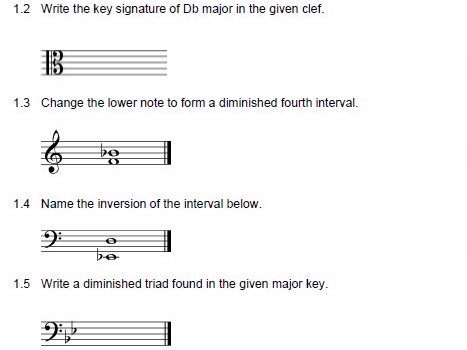 1.2 Write the key signature of Db major in | StudyX