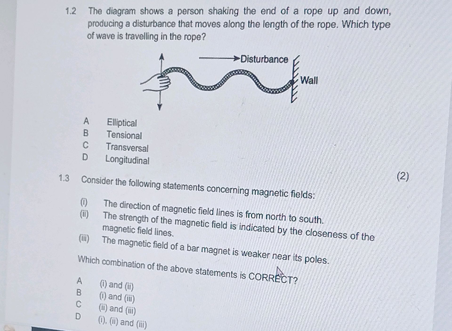 1.2 The diagram shows a person shaking the | StudyX