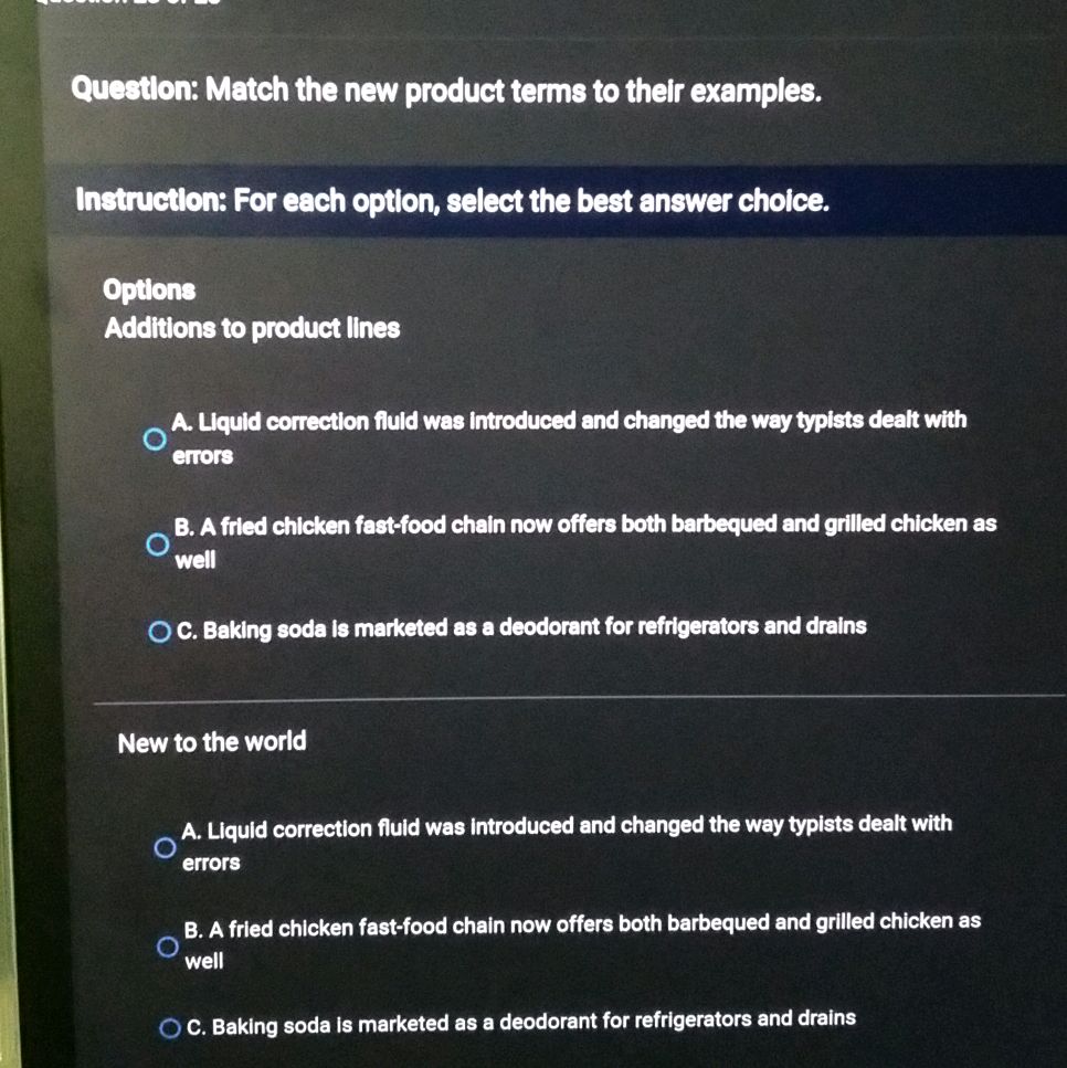 Question: Match the new product terms to | StudyX