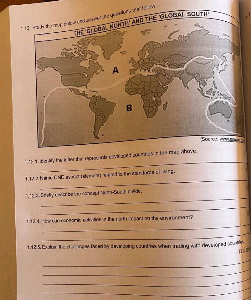 1.12. Study the map below and answer the | StudyX