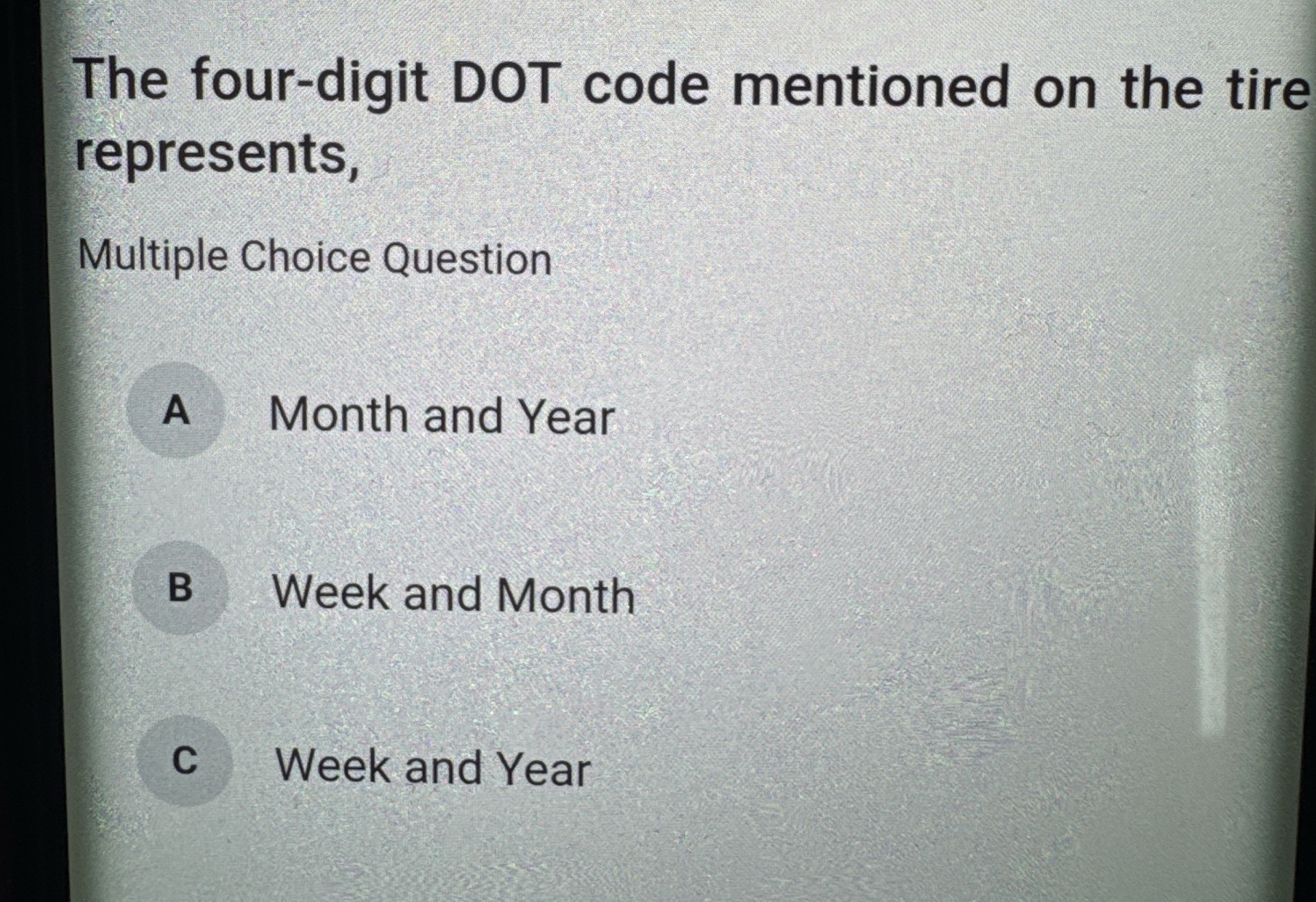 The four-digit DOT code mentioned on the | StudyX