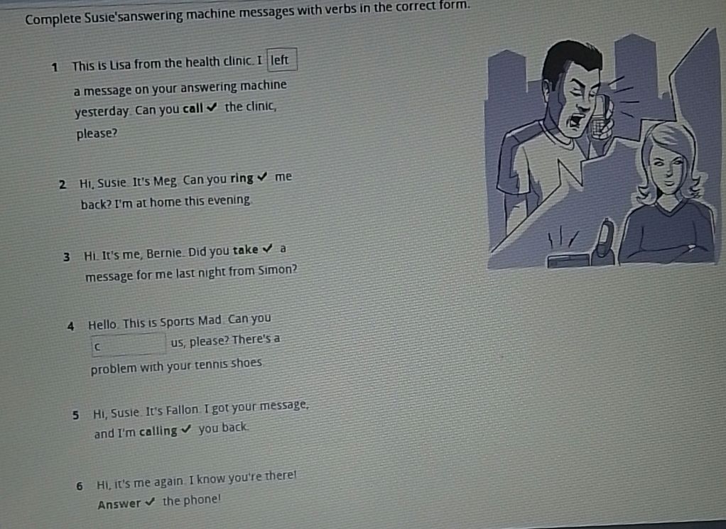 Complete Susie's answering machine messages