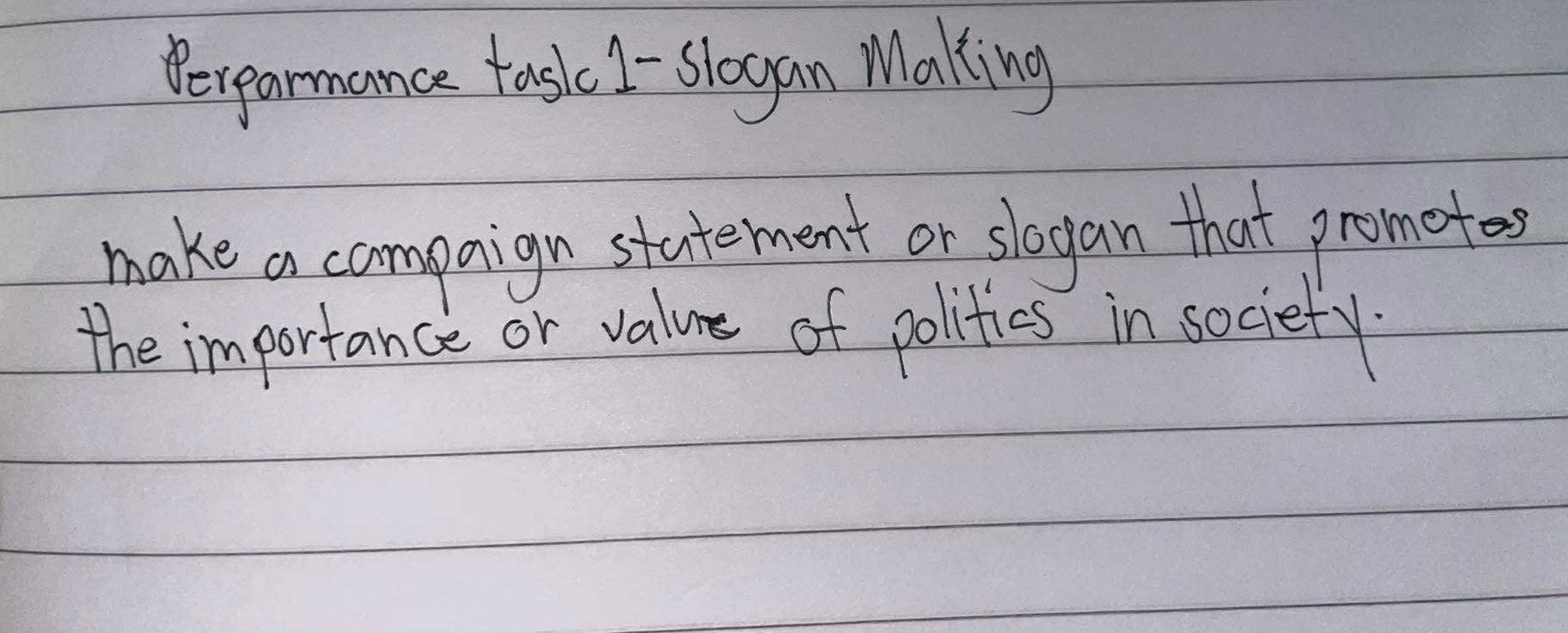 Performance task 1- Slogan Making Make a