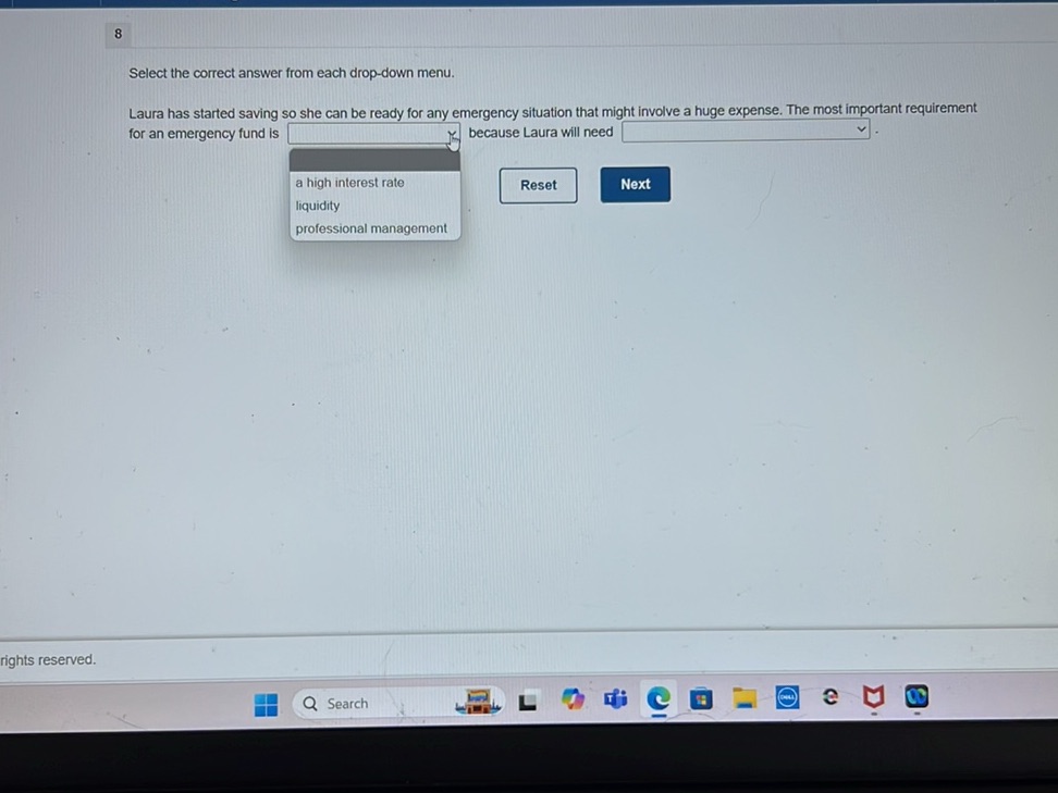 Select the correct answer from each | StudyX