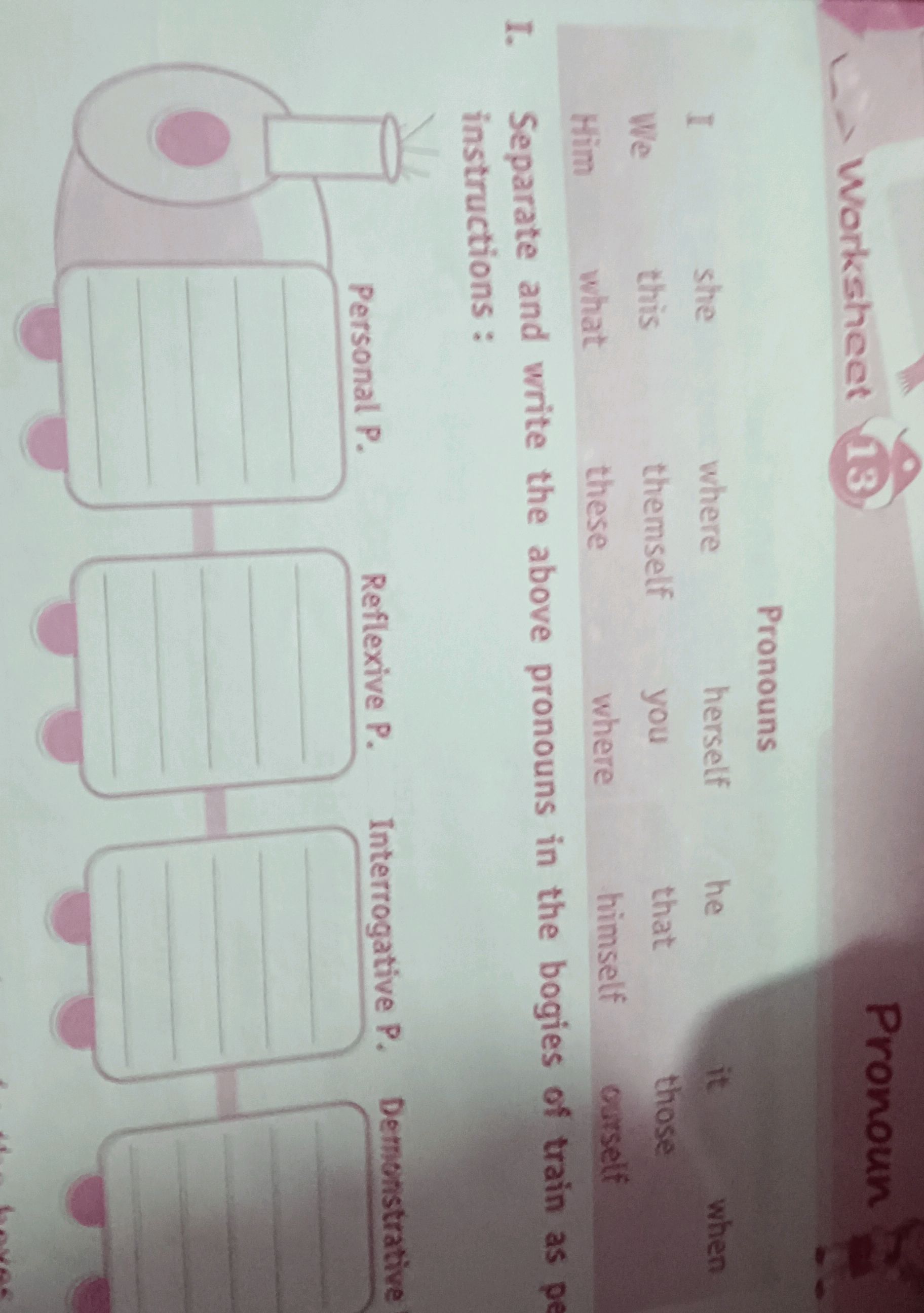 I. Separate and write the above pronouns in | StudyX