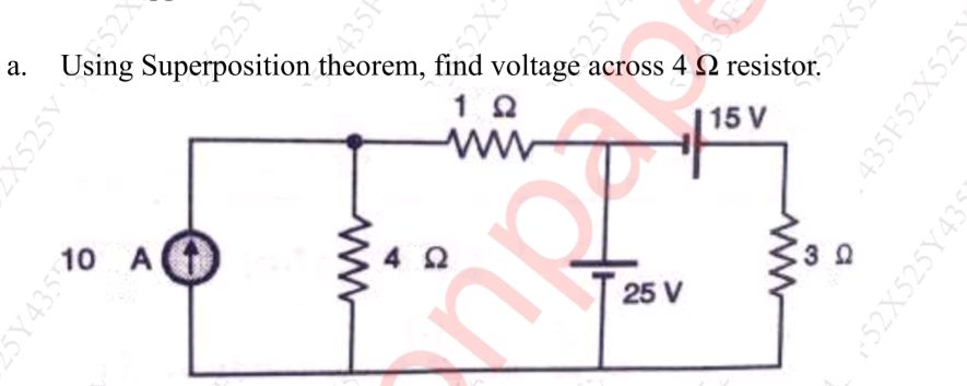 a. Using Superposition theorem, find voltage | StudyX