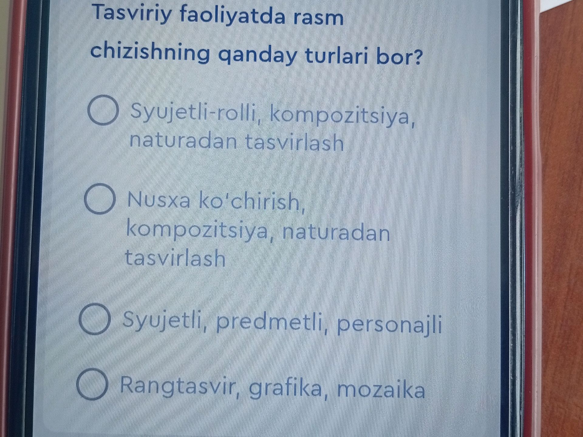 Tasviriy faoliyatda rasm chizishning qanday | StudyX