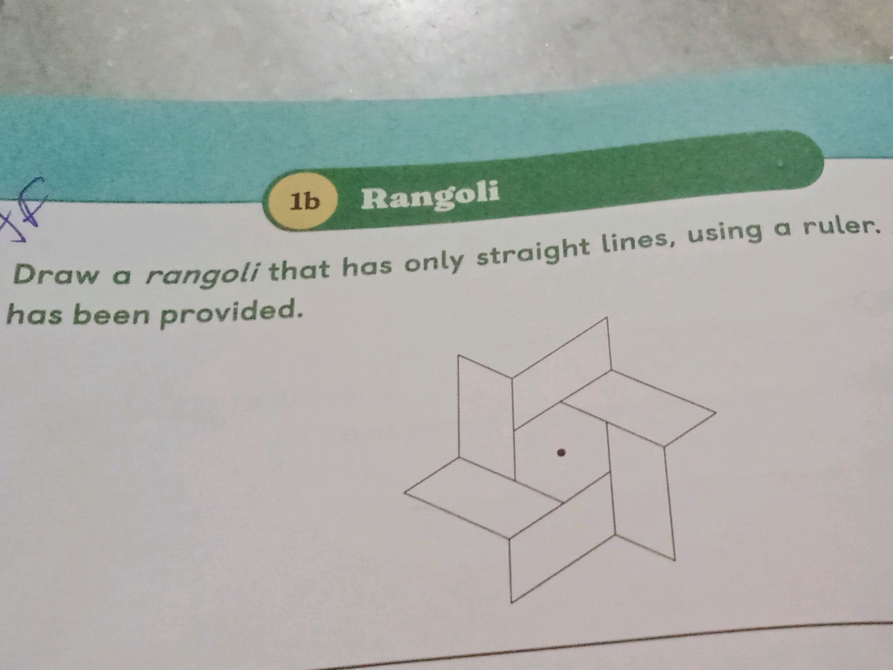 Rular Rangoli Draw a rangoli that has only straight lines, | StudyX