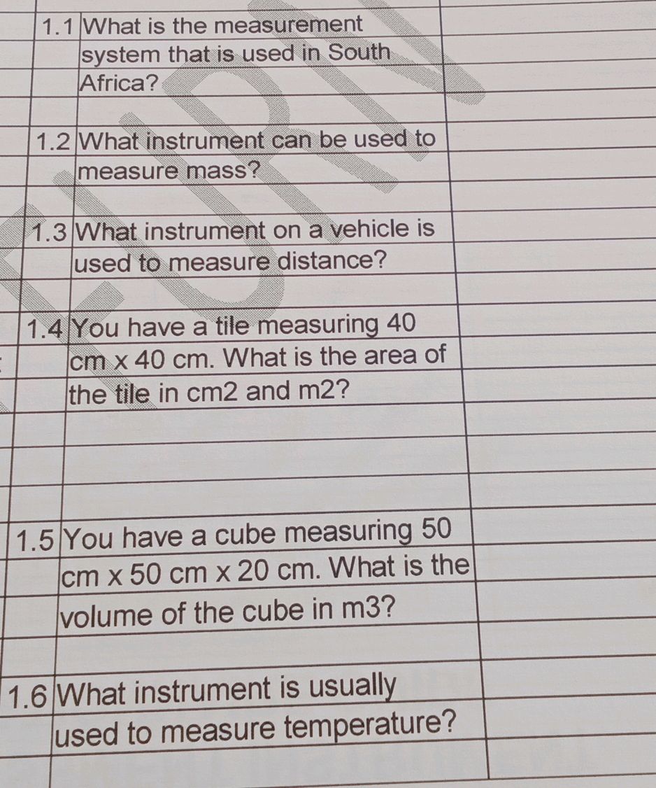 Measure Sth 1.1 What is the measurement system that is | StudyX