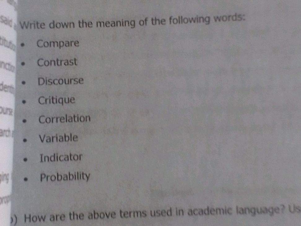 Write down the meaning of the following | StudyX
