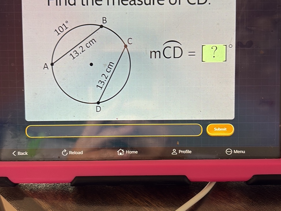 Find the measure of arc CD | StudyX