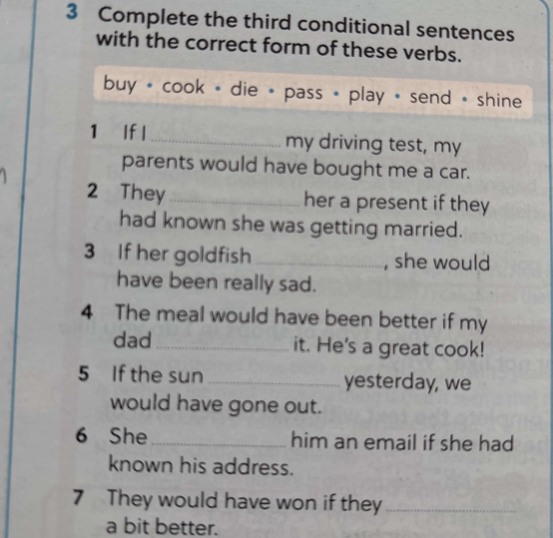 3 Complete the third conditional sentences | StudyX
