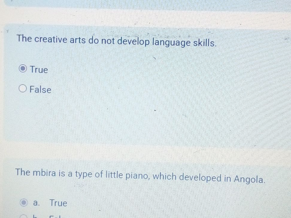 The creative arts do not develop language | StudyX