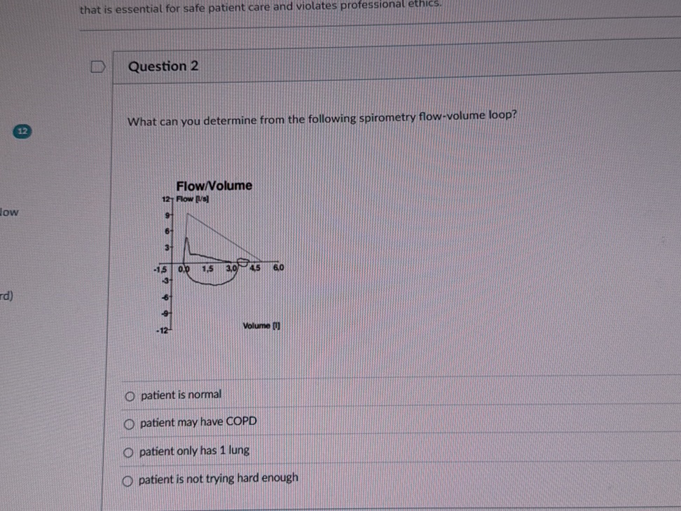 Spirometry Analysis Example Question Question 2 What can you determine from the | StudyX