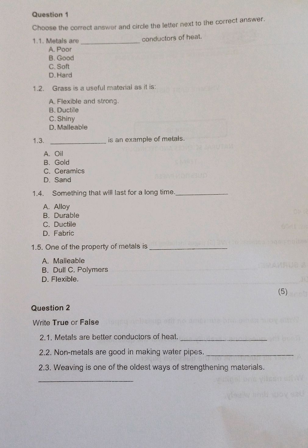 Question 1 Choose the correct answer and | StudyX