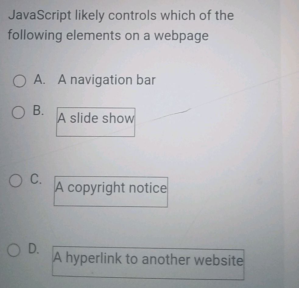 JavaScript likely controls which of the