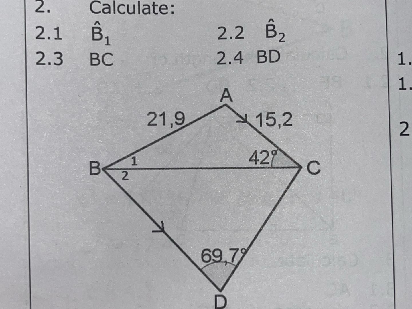 2. Calculate: 2.1 $ {B_1}$ 2.2 $ {B_2}$ 2.3 | StudyX