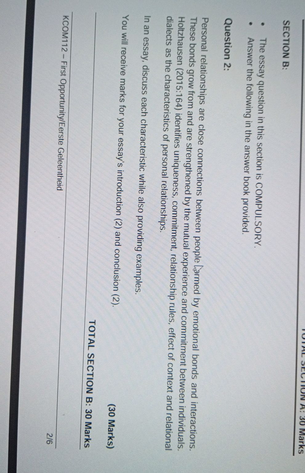 The essay question in this section is