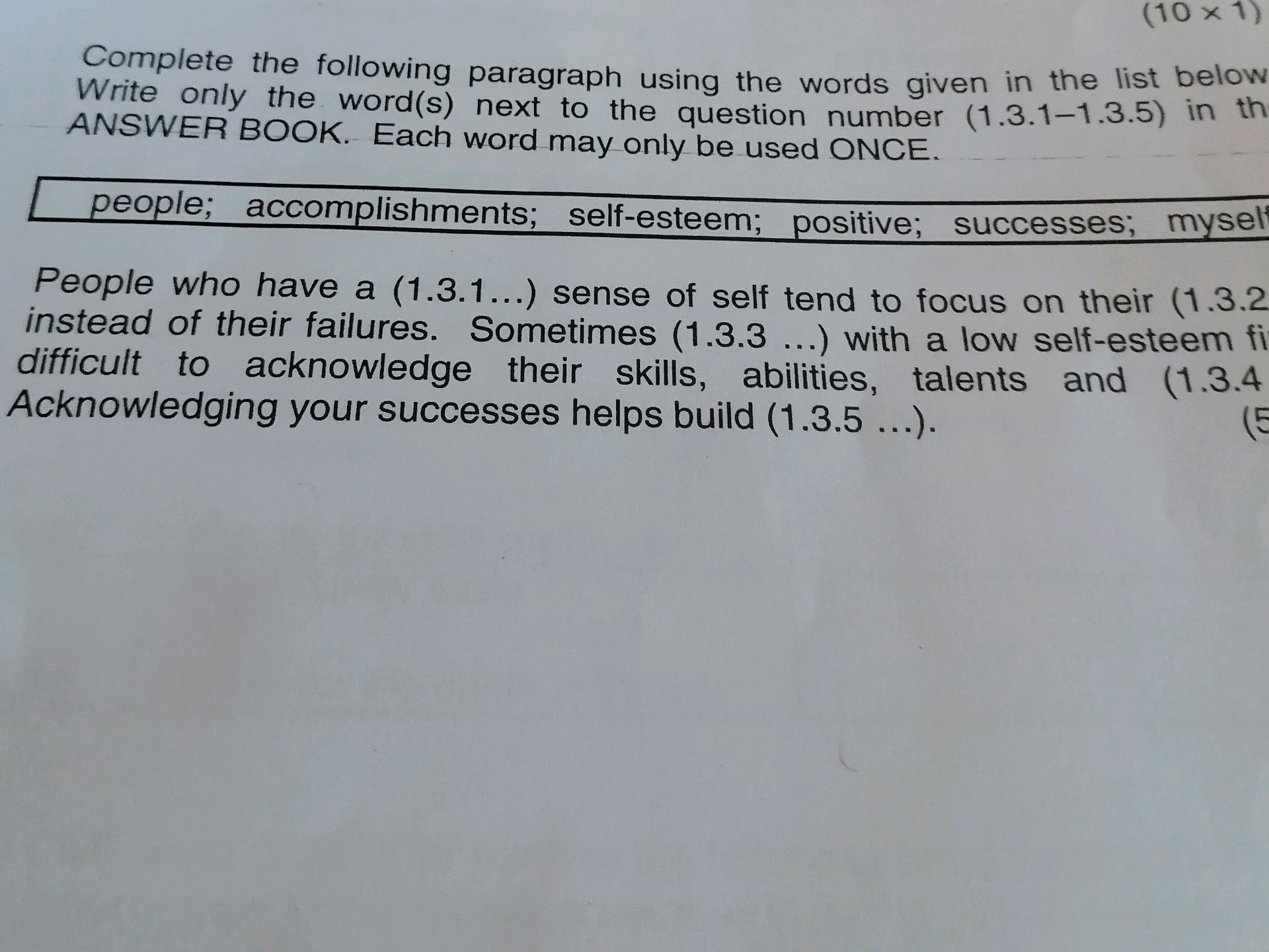 Complete the following paragraph using the | StudyX